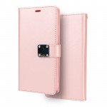 Wholesale iPhone Xr 6.1in Multi Pockets Folio Flip Leather Wallet Case with Strap (Rose Gold)